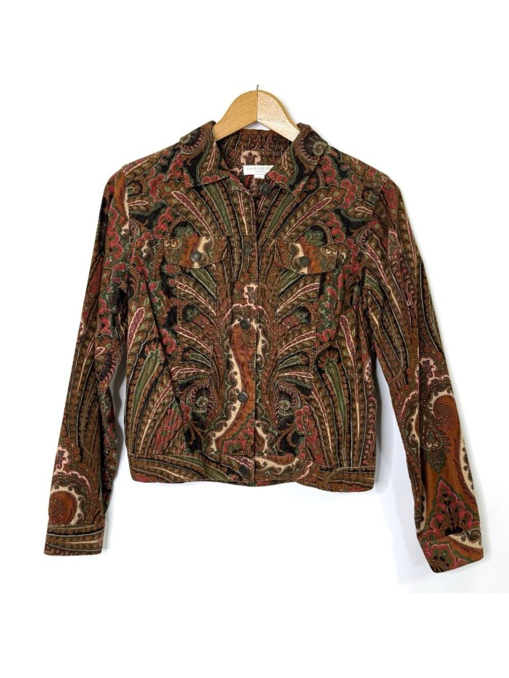 Charter Club Petite Womens Fine Wale Corduroy Jacket size P/P Golden Brown